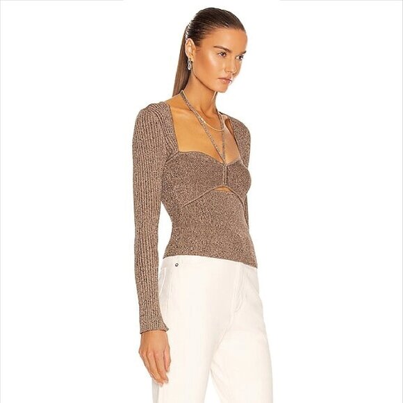 NWT Jonathan Simkhai Alexia Compact Rib Sweetheart Pullover - Picture 3 of 7